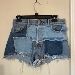 REVICE Patchwork Denim Women Shorts